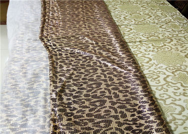 Fashionable Metallic Mesh Fabric / Leopard Aluminum Sequin Fabric CE Approved